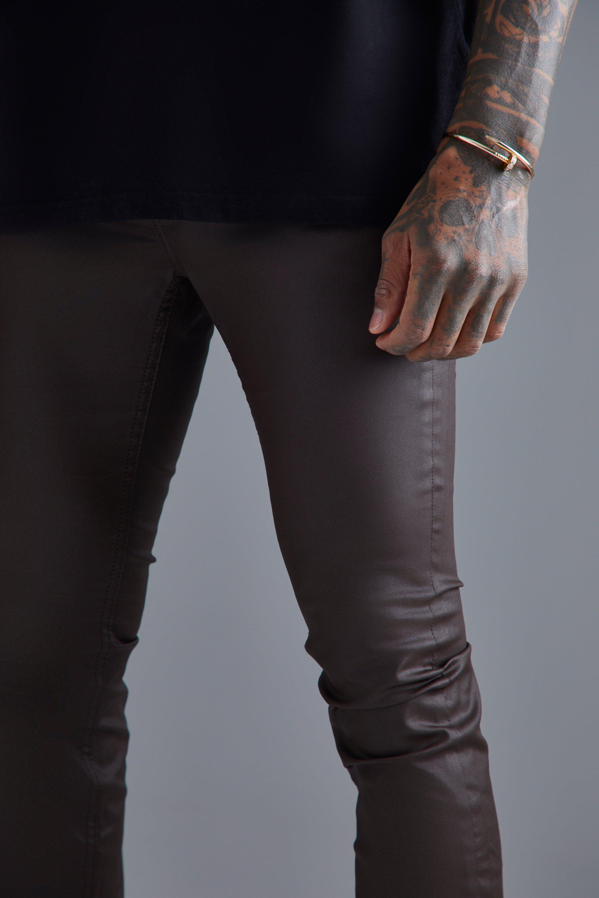 Waxed skinny hot sale jeans mens